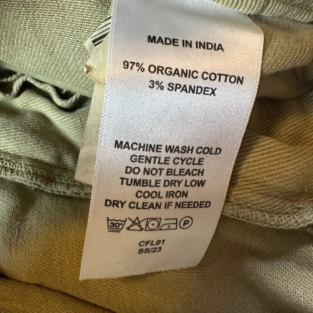 Quince Womens Organic Stretch Cotton Twill Wide-Leg Crop Pant, Olive Khaki Sz 26